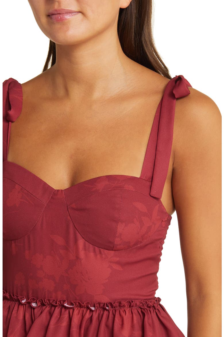 Masie Floral Tiered Ruffle Corset Dress, Alternate, color, BURGUNDY SHADOW