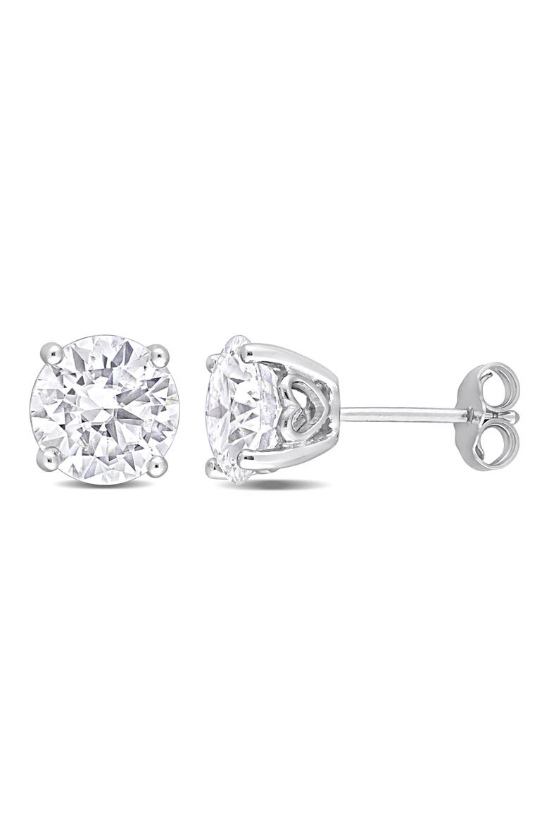 Sterling Silver Round Lab Grown Moissanite Stud Earrings, Main, color, SILVER
