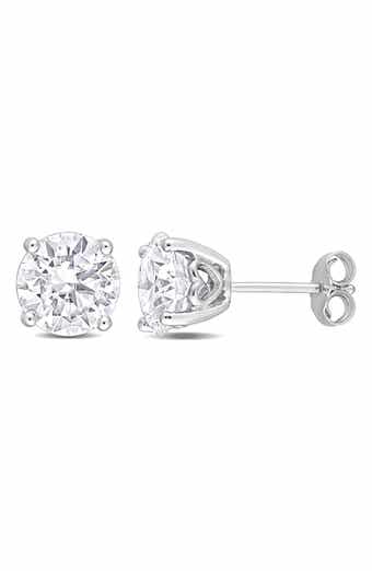 Sterling Silver Round Lab Grown Moissanite Stud Earrings