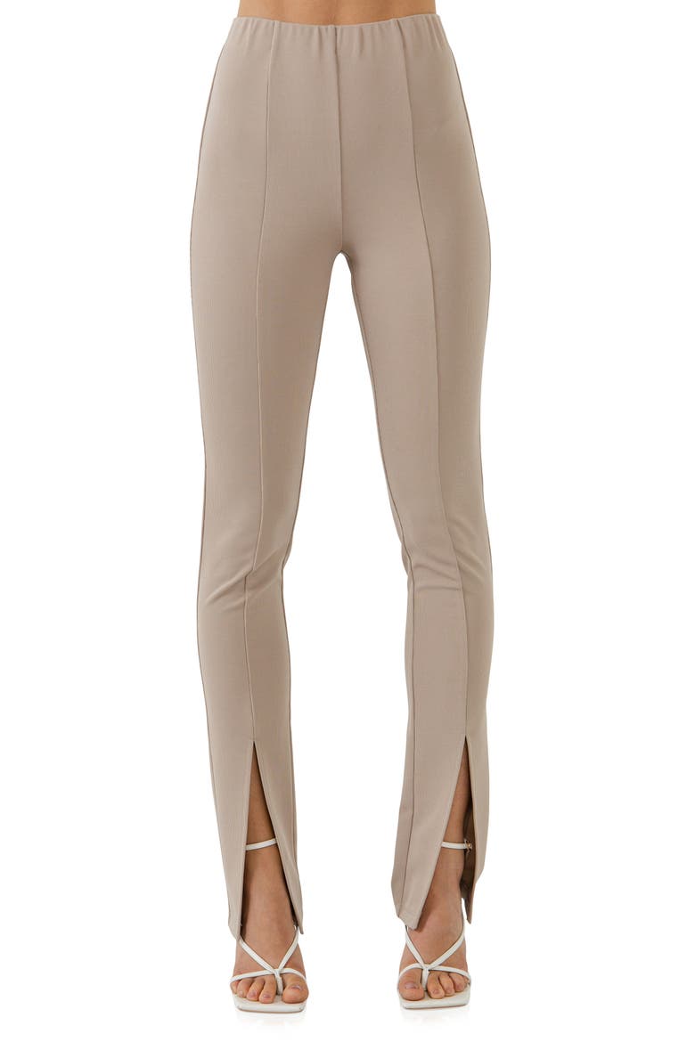 Front Slit Flared Pants, Alternate, color, TAUPE