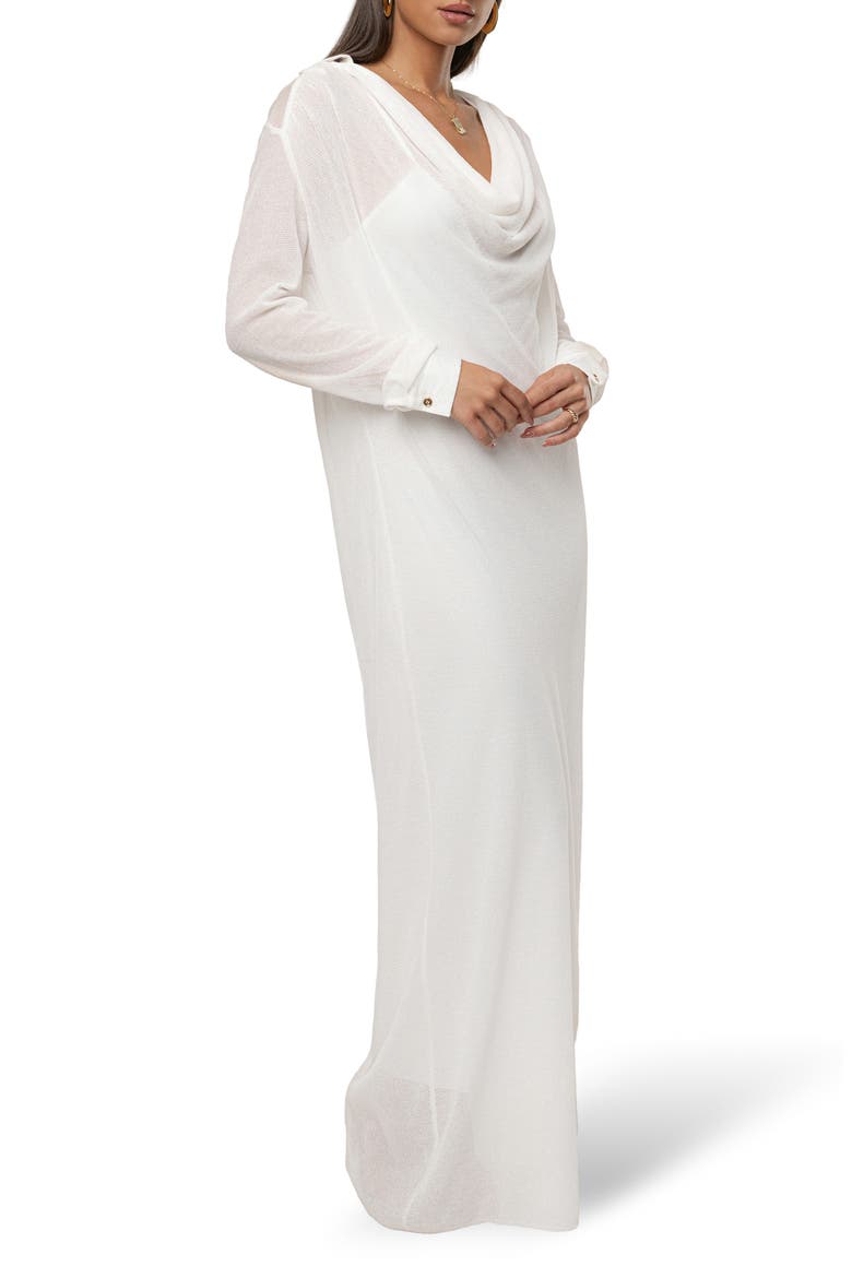 Savanna Cowl Neck Long Sleeve Maxi Dress, Alternate, color, IVORY