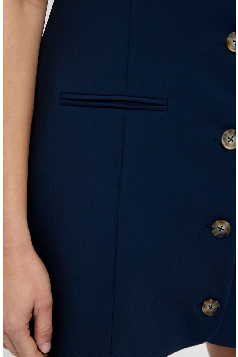 Azra Square Neck Twill Minidress, Alternate, color, MARINE