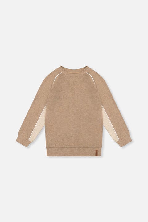 Brushed Jersey Raglan Sleeve Crew Neck Top
