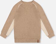 Deux par Deux Brushed Jersey Raglan Sleeve Crew Neck Top