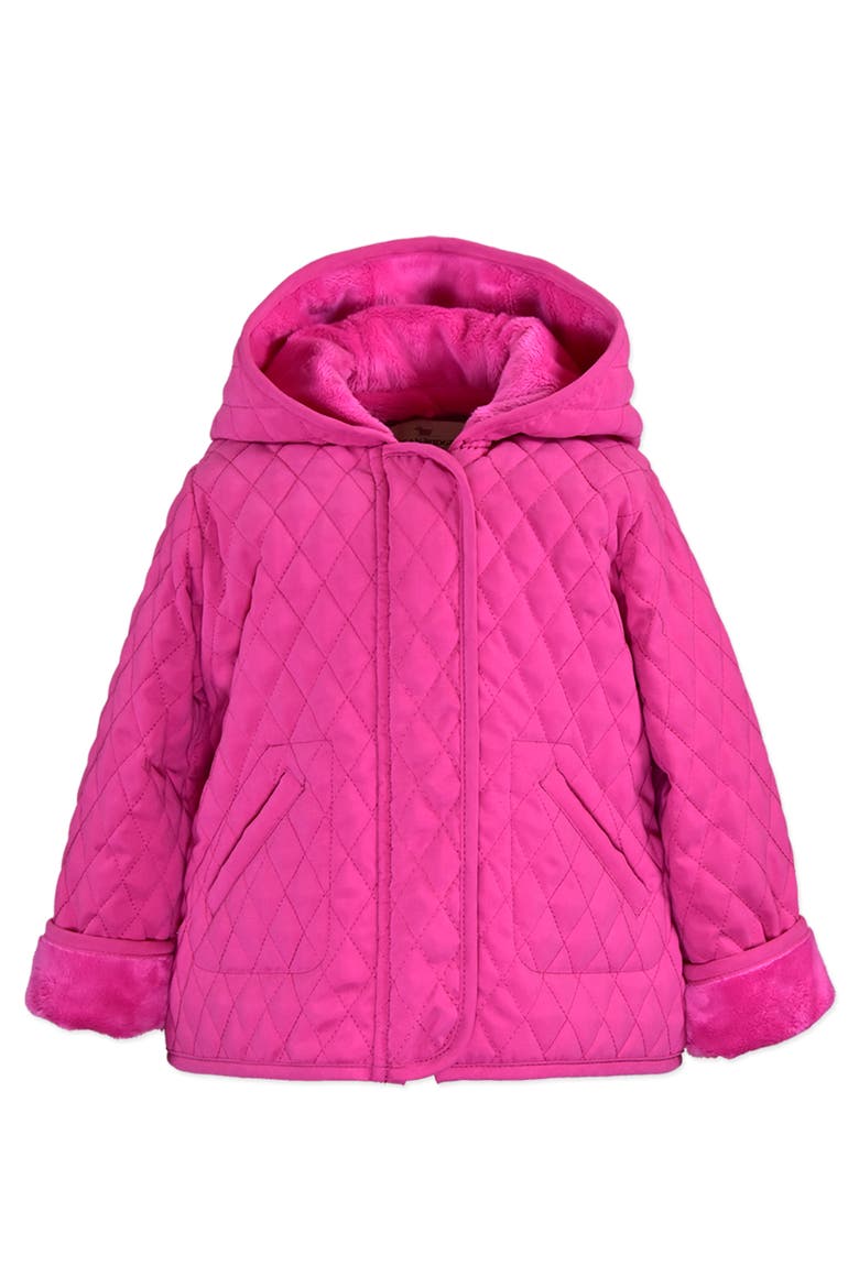 Hooded Faux Fur Lined Quilted Barn Jacket, Main, color, Magenta