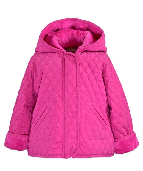 Hooded Faux Fur Lined Quilted Barn Jacket