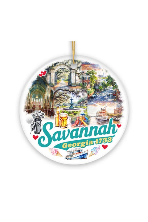 Savannah 1733 Historic Square Ornament - Version 2