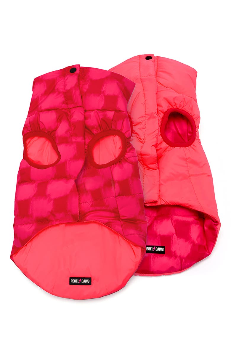 REBEL DAWG Reversible Dog Puffer Coat, Alternate, color, Red