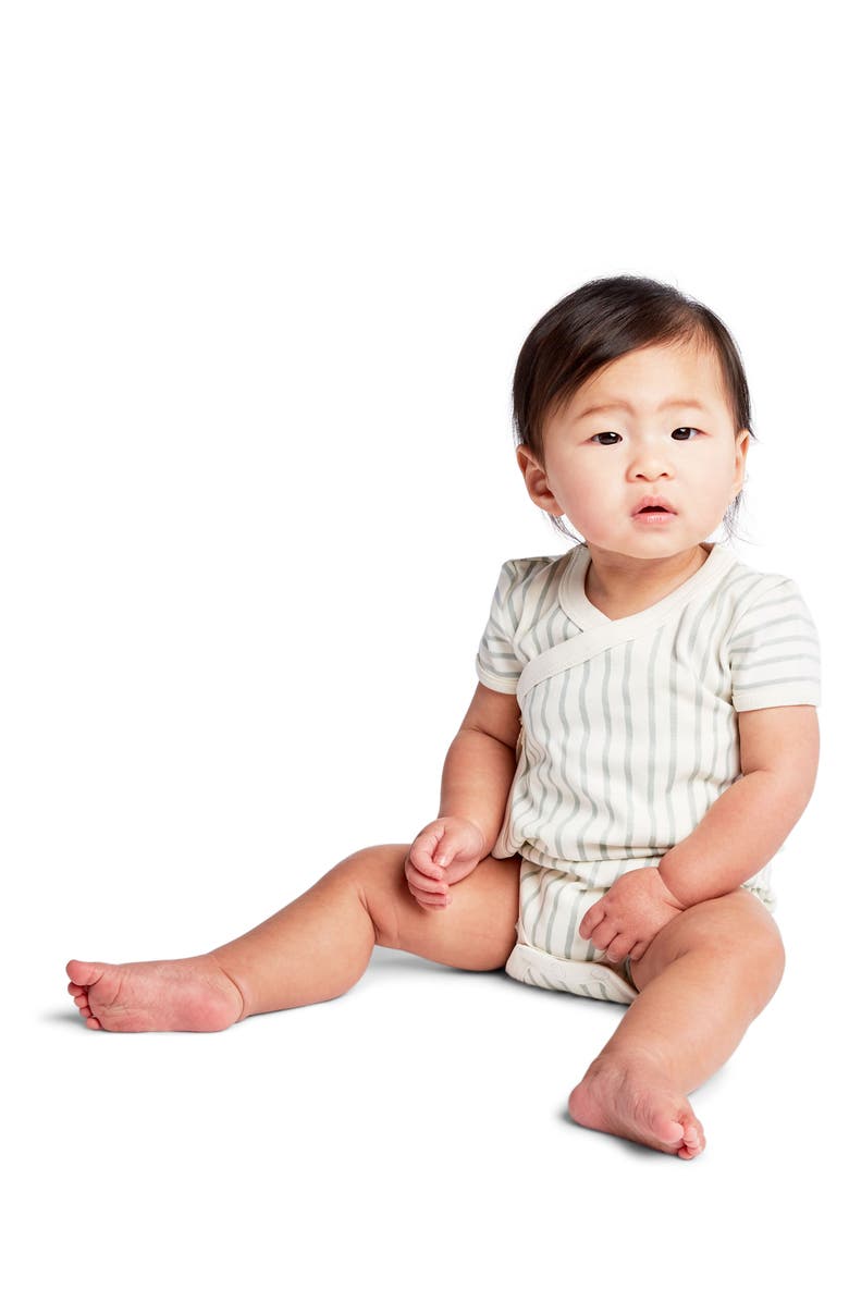 Pehr Stripes Away Organic Cotton Wrap Bodysuit, Alternate, color,