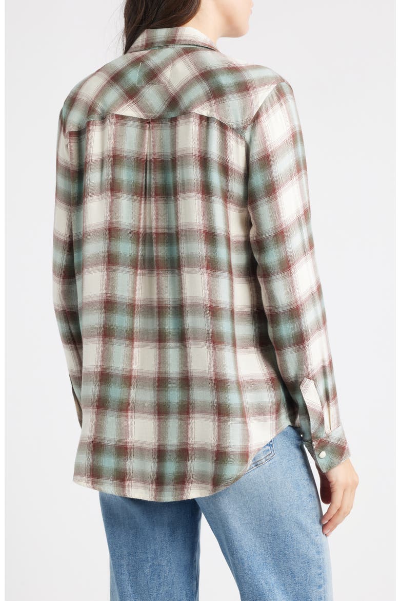 Hunter Plaid Button-Up Shirt, Alternate, color, BIRCH OLIVE TEAL