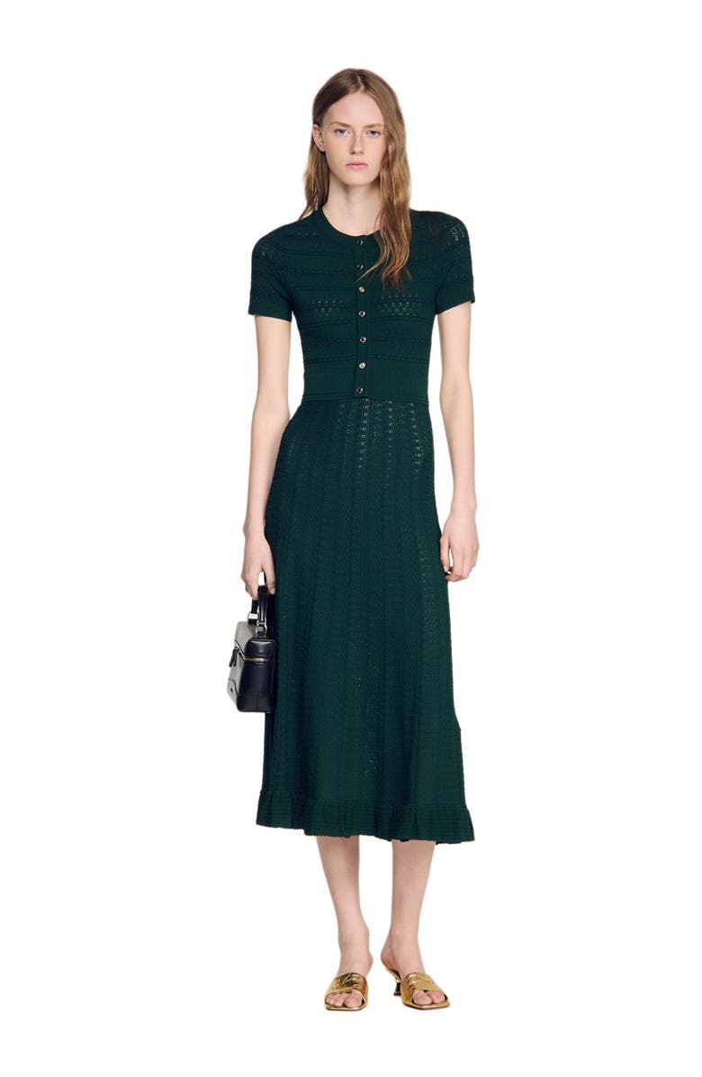 SANDRO Pointelle knit maxi dress, Alternate, color, Green