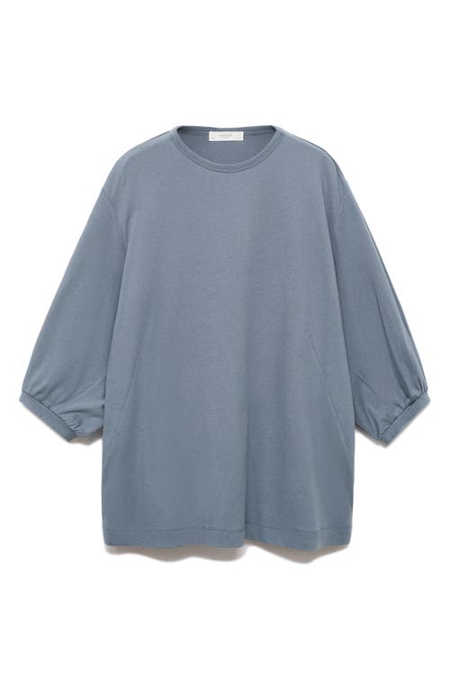 Mango Puff Sleeve Cotton Pajama Top In Black