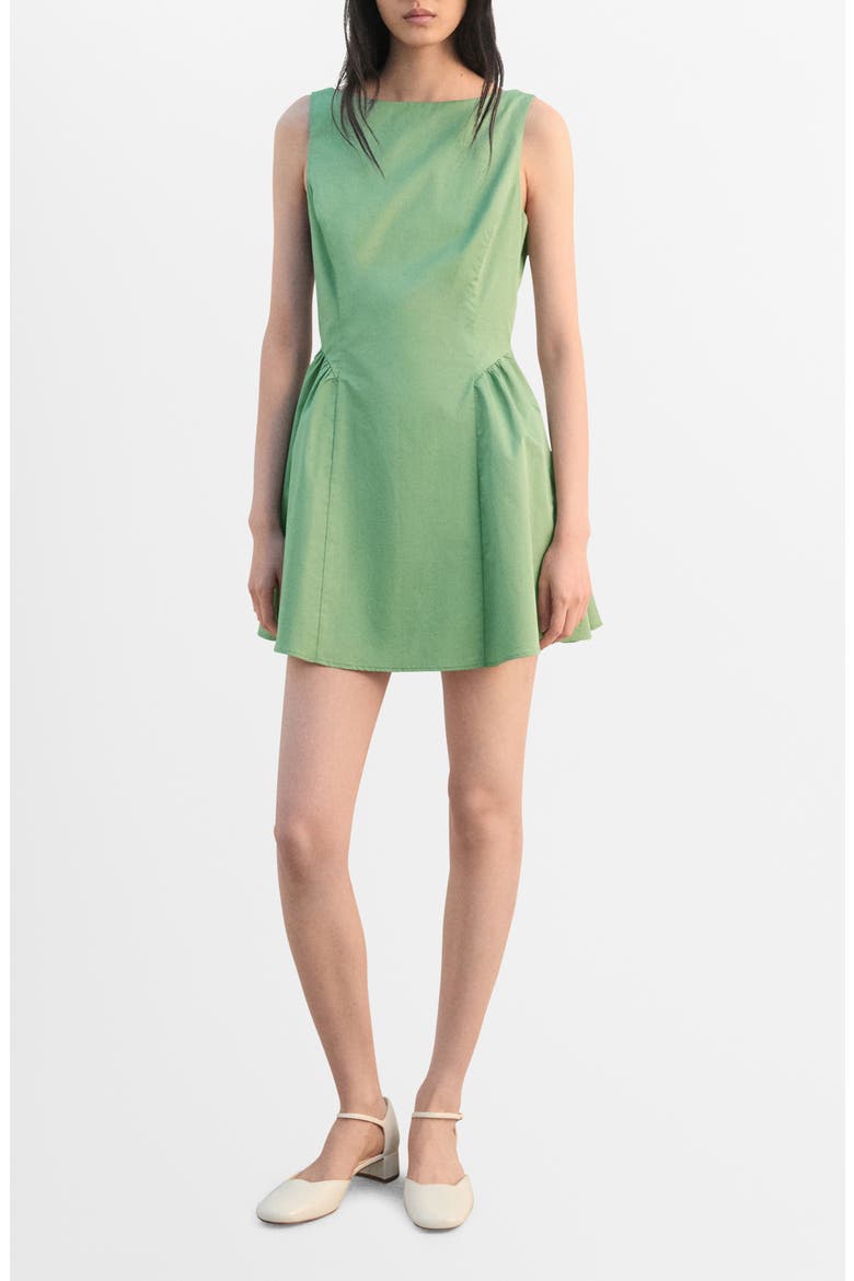 Sleeveless Scoop Back Fit & Flare Cotton Minidress, Main, color, GREEN