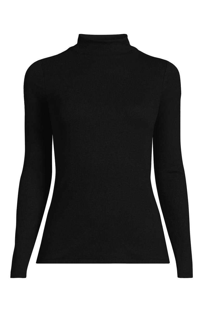 Lands' End Drapey Rib Skimming Long Sleeve Mock Neck, Alternate, color, 