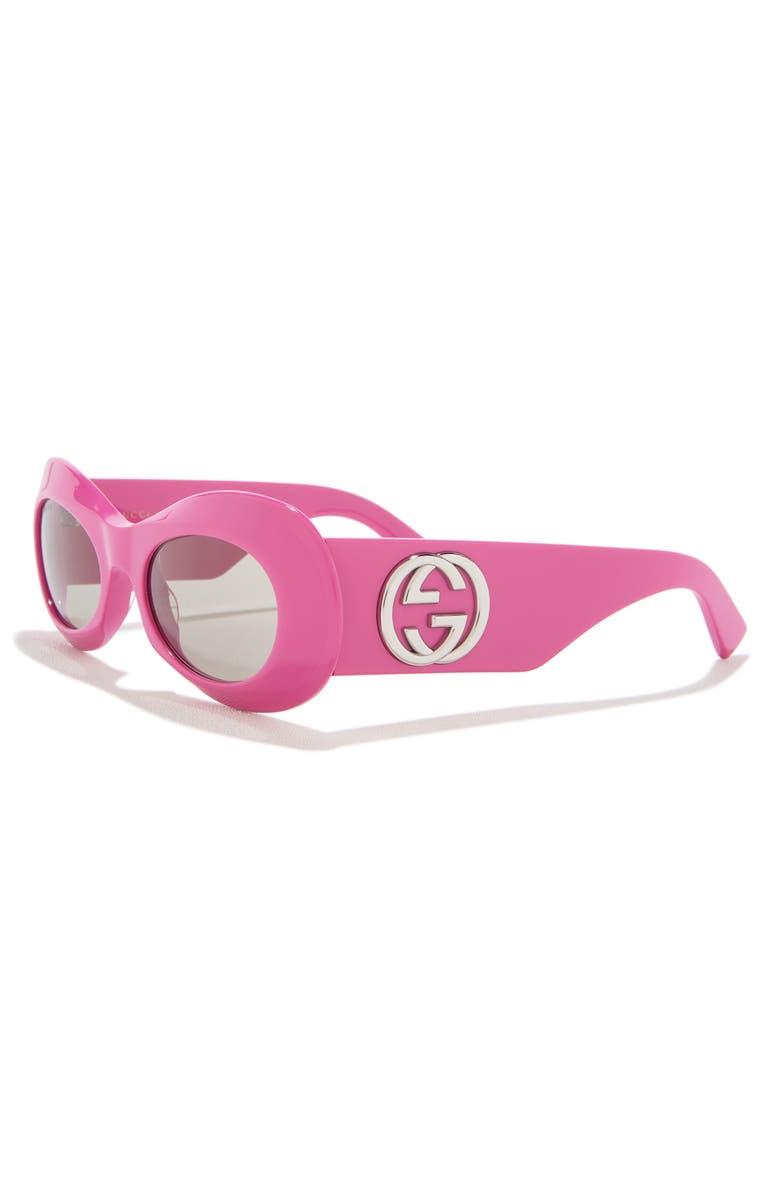 Gucci 51mm Oval Sunglasses, Alternate, color, Fuchsia Fuchsia Grey