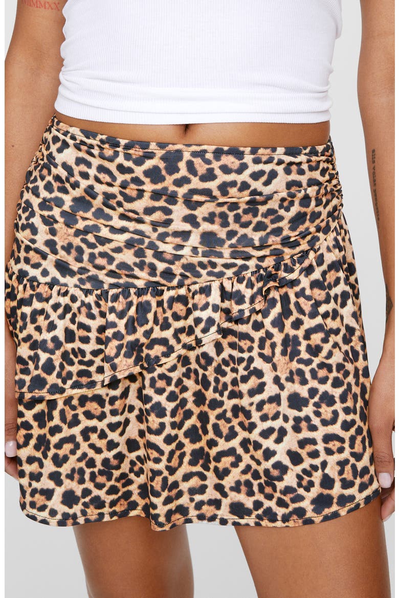Leopard Print Ruffle Miniskirt, Alternate, color, LEOPARD