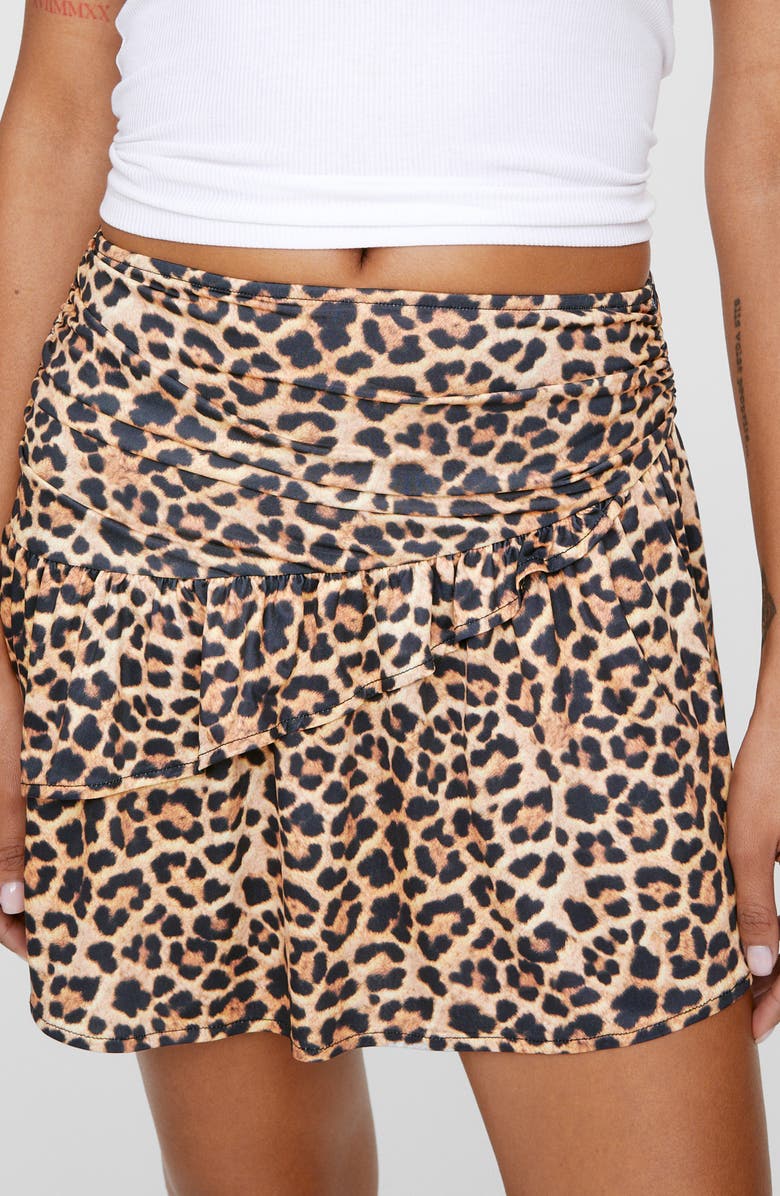 NASTY GAL Leopard Print Ruffle Miniskirt, Alternate, color, Leopard