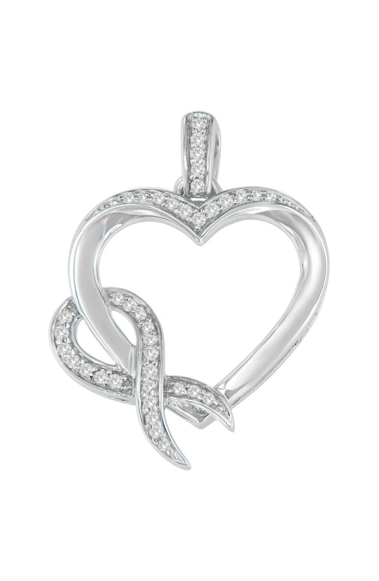 Haus of Brilliance Silver 1/6 cttw Diamond Heart Pendant Necklace, Main, color, White