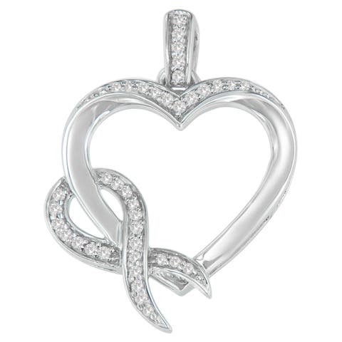 Silver 1/6 cttw Diamond Heart Pendant Necklace