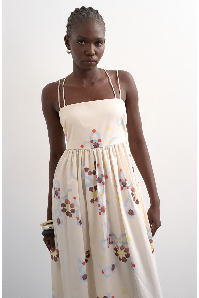 Strappy Open Back Cotton Poplin Dress, Alternate, color, BEIGE
