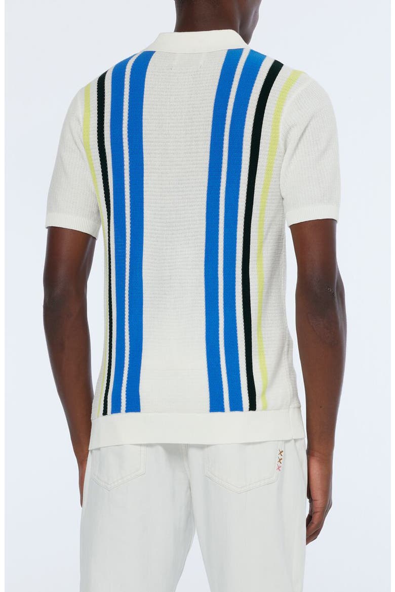 Stripe Textured Cotton Knit Polo, Alternate, color, SWAN