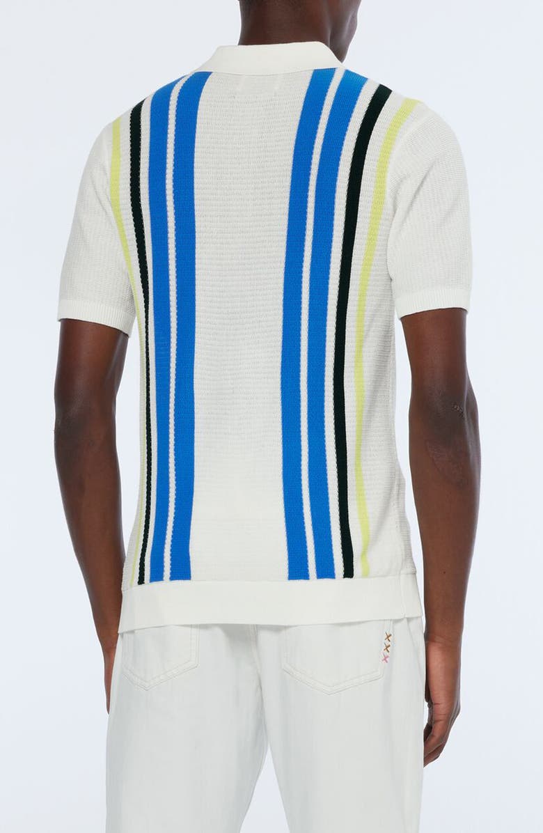 Scotch & Soda Stripe Textured Cotton Knit Polo, Alternate, color, Swan