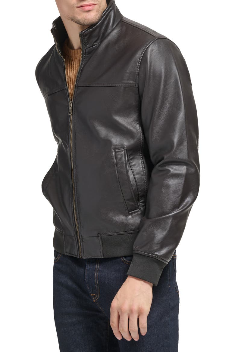 Faux Leather Bomber Jacket, Alternate, color, BLACK