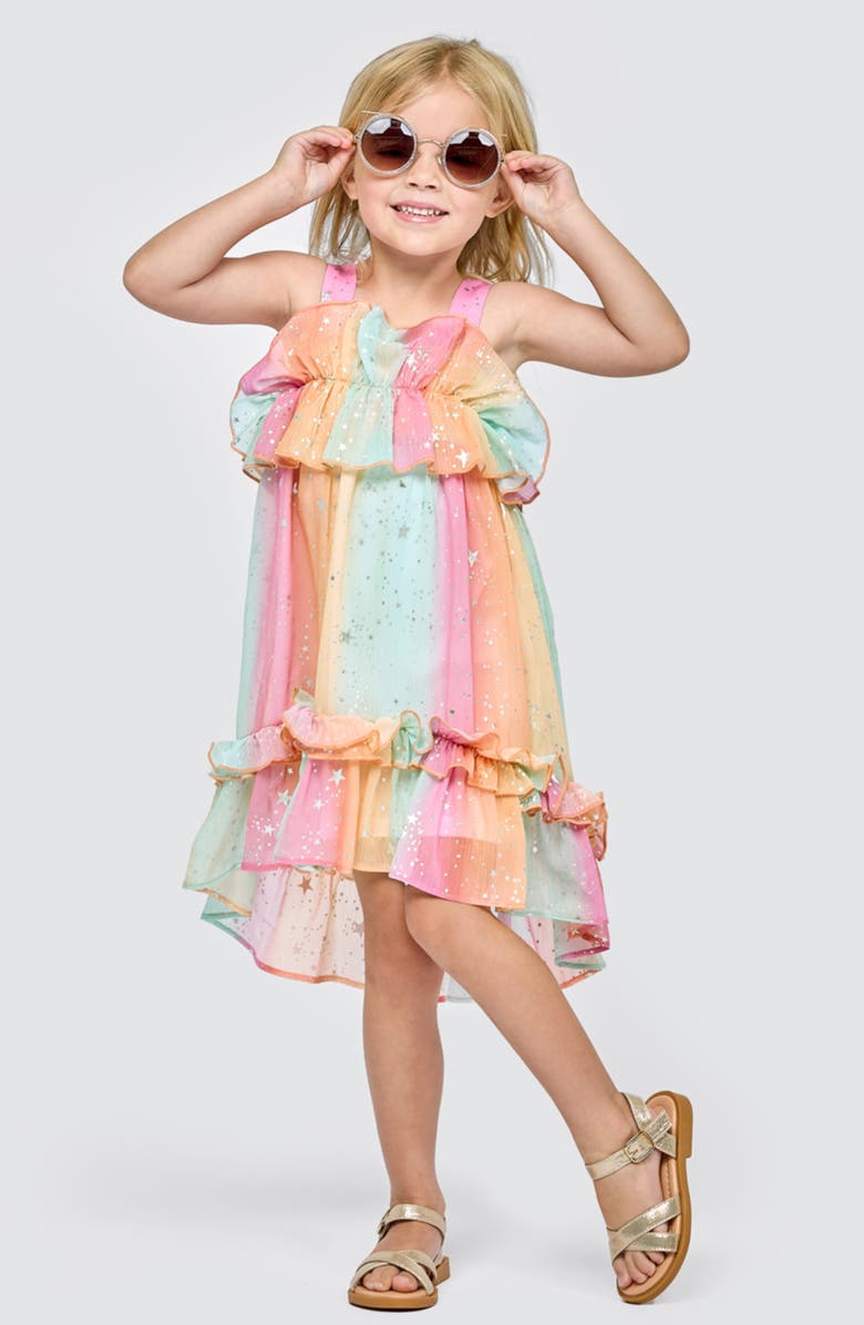 Baby Sara Kids' Ruffle Empire Waist Dress, Alternate, color, Pink Multi