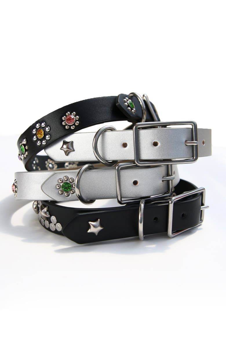 Black Star Dog Collar, Alternate, color, Black