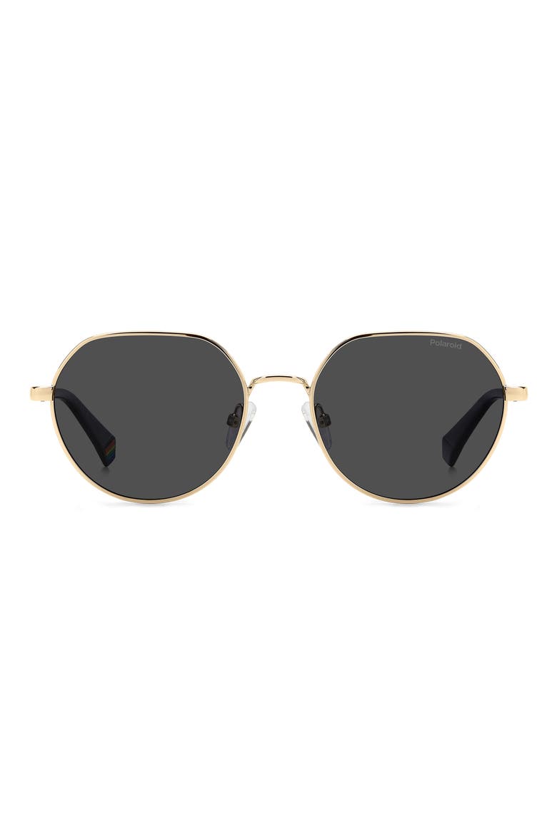 54mm Polarized Rectangular Sunglasses, Alternate, color, GOLD BLACK/ GREY POLAR