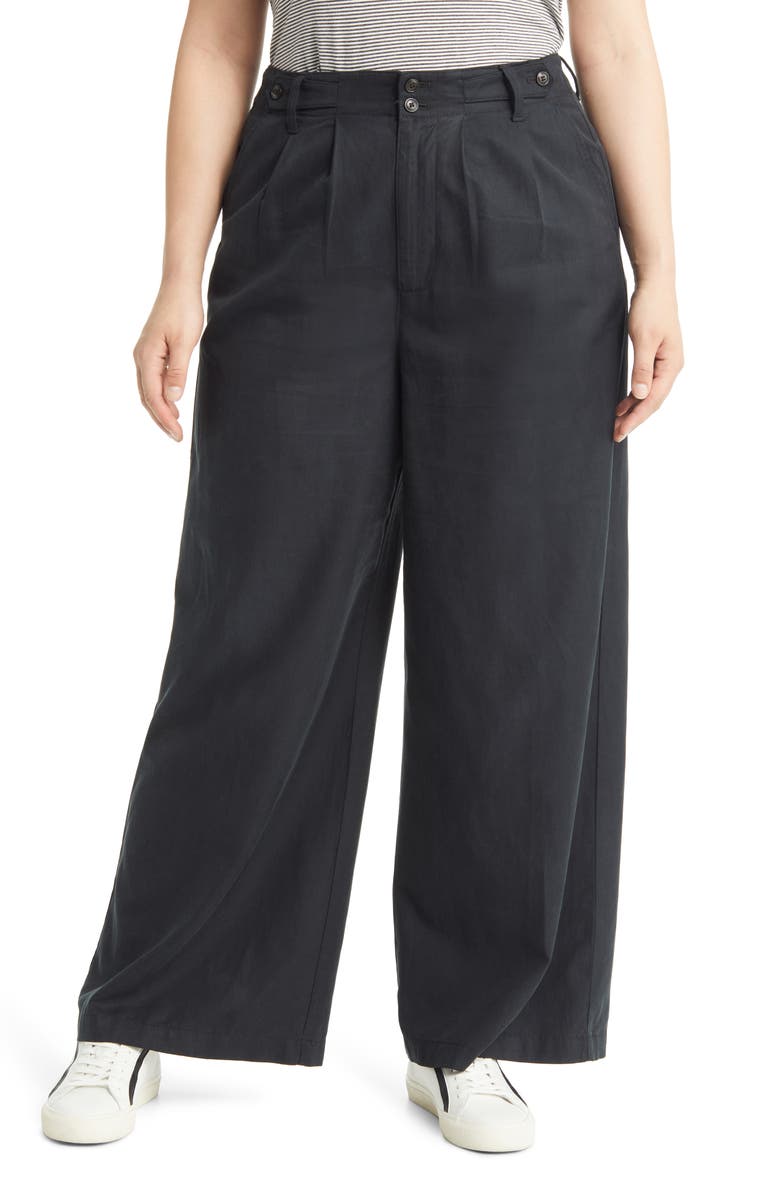 Madewell Harlow Wide Leg Pants, Alternate, color, True Black