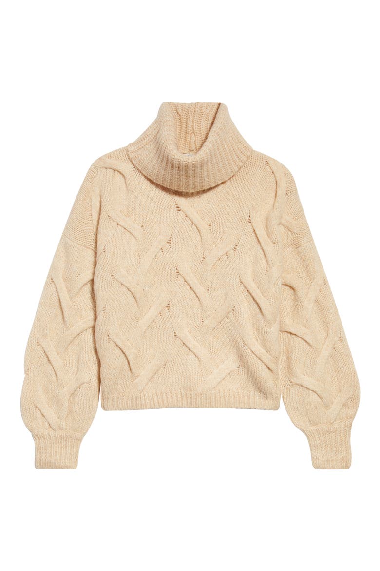 Somervell Modern Cable Turtleneck Sweater, Main, color, HEATHER POWDER