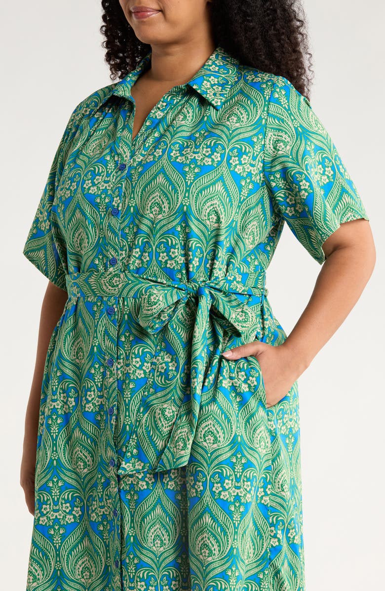 SUGARLIPS Nyra Paisley Valery Belted Shirtdress, Alternate, color, Green-Blue-Multi