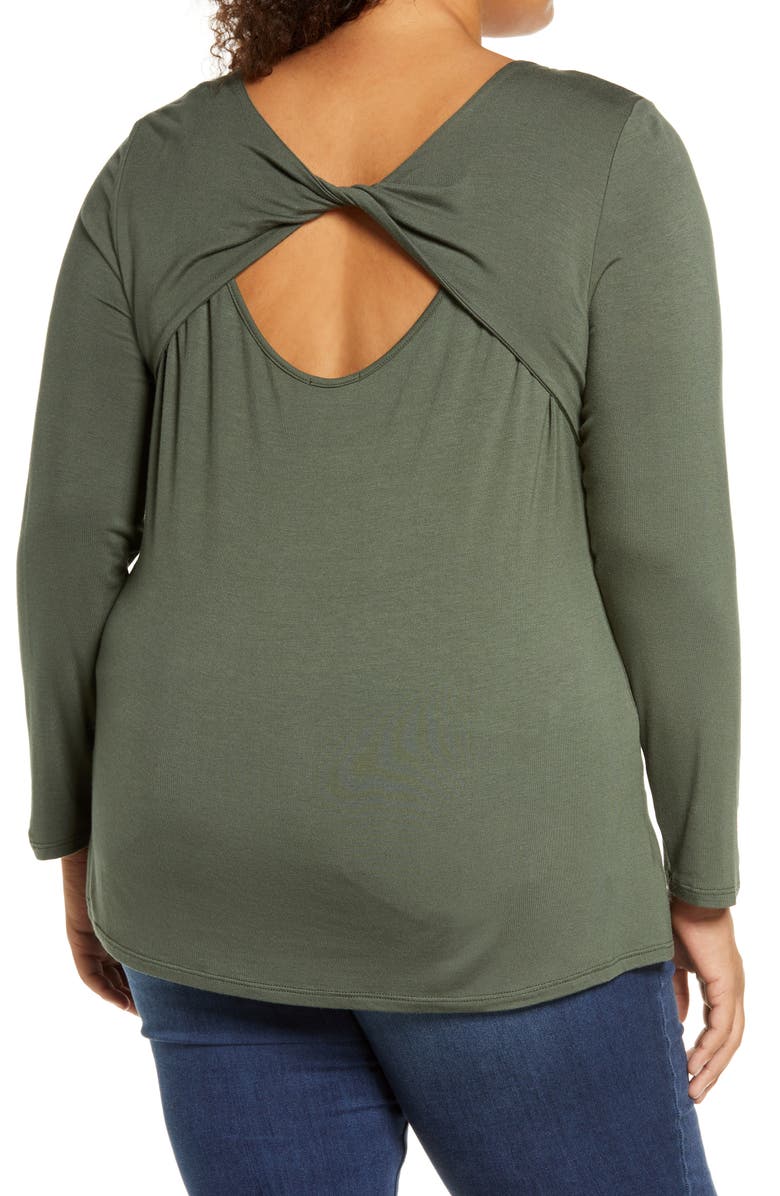 Loveappella Twist Back Top, Alternate, color, Olive