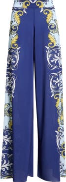Alice + Olivia Athena Scarf Print Wide Leg Pants