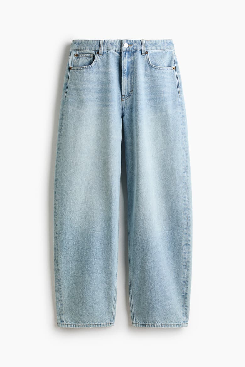 Baggy Regular-waist Barrel Jeans, Alternate, color, Light denim blue