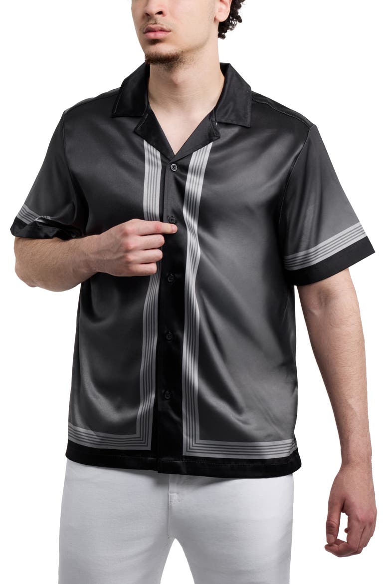 Stripe Border Camp Shirt, Alternate, color, BLACK/ GREY