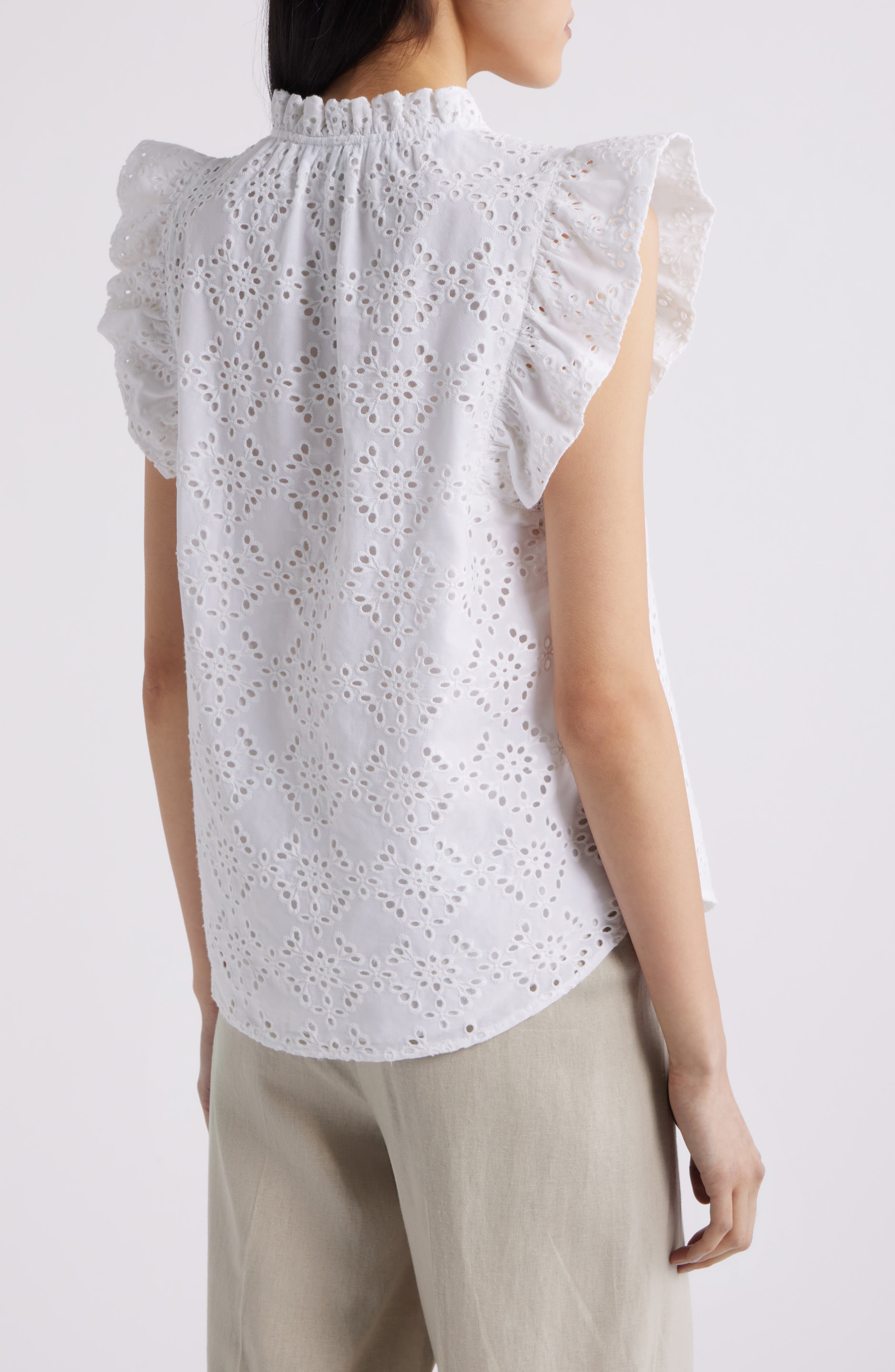 Embroidered Cotton Eyelet Top - image 2