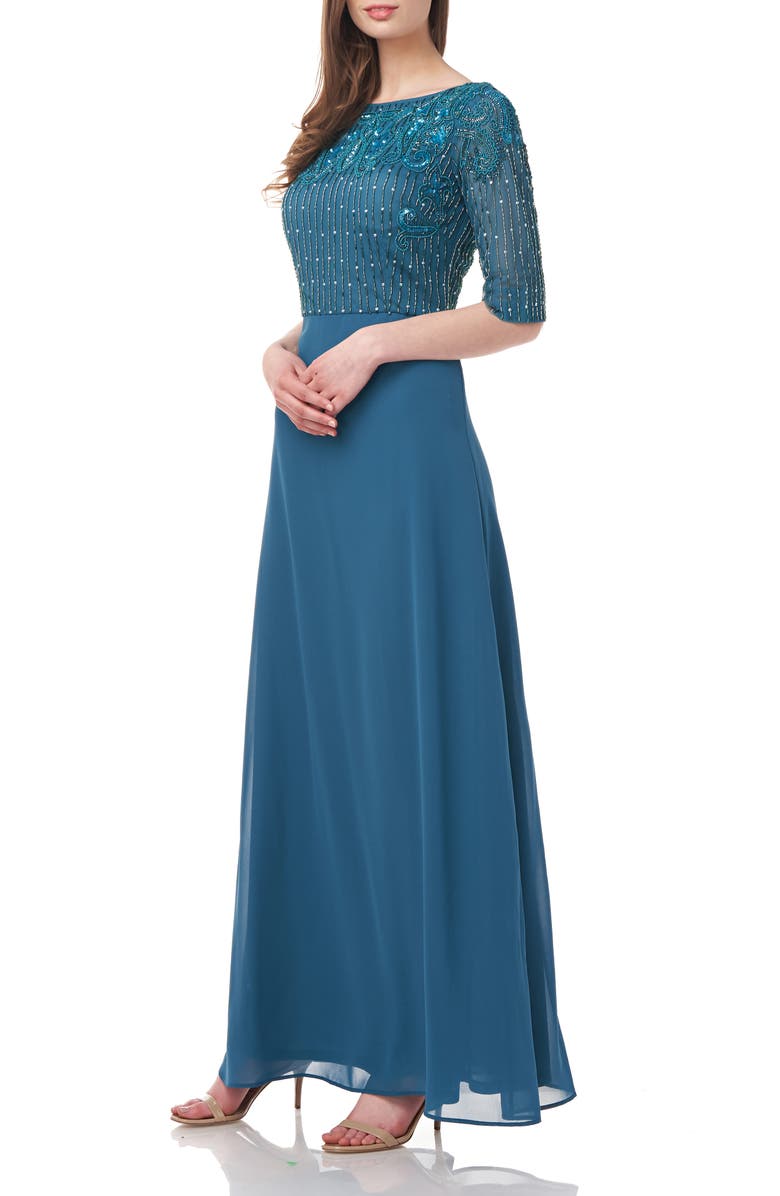 JS Collections JS Collection Opal Beaded Chiffon A-Line Gown, Alternate, color, 