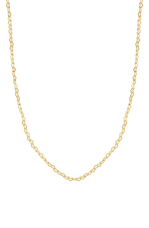 14K Gold Heart Link Chain Necklace