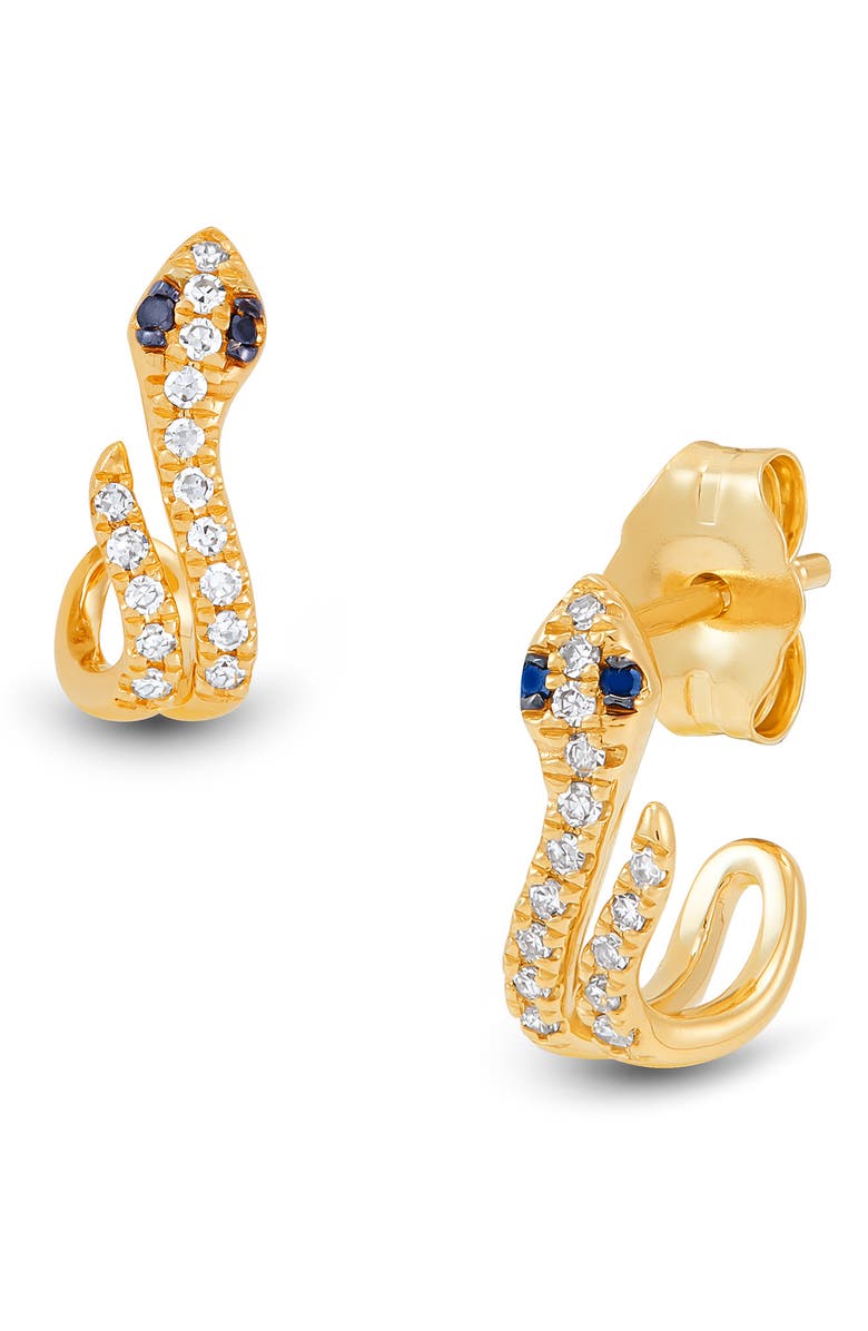 Frankie & Zoe 14K Yellow Gold Diamond Snake Hoop Earrings, Alternate, color, Yellow Gold