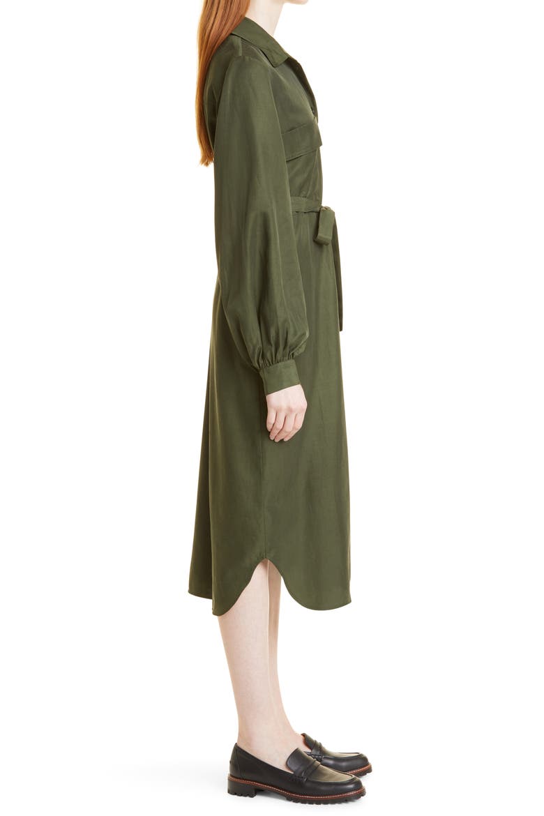 Camila Long Sleeve Midi Shirtdress, Alternate, color, DUFFEL BAG