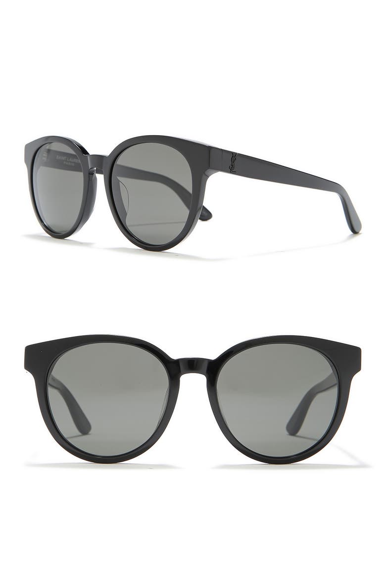 Round 56mm Sunglasses, Alternate, color, SHINY BLACK