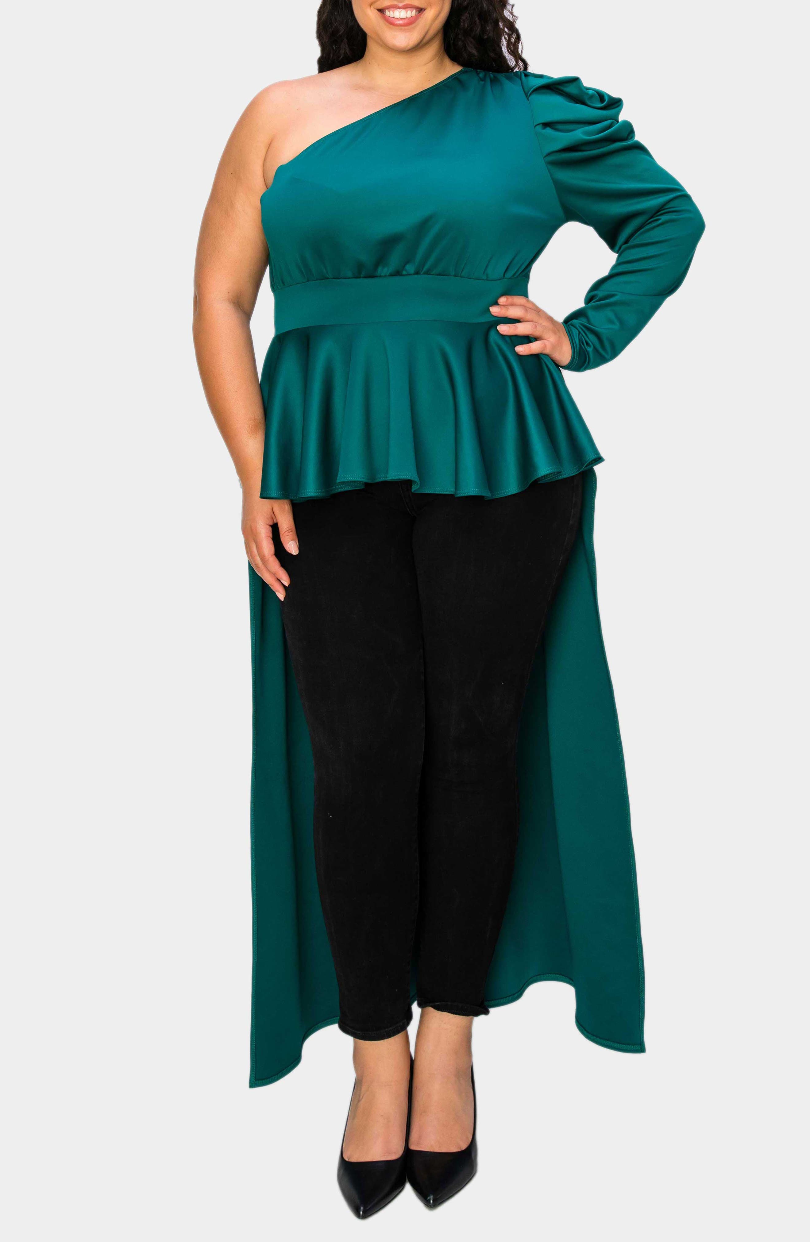 Nicolette One-Shoulder Peplum Top - image 5