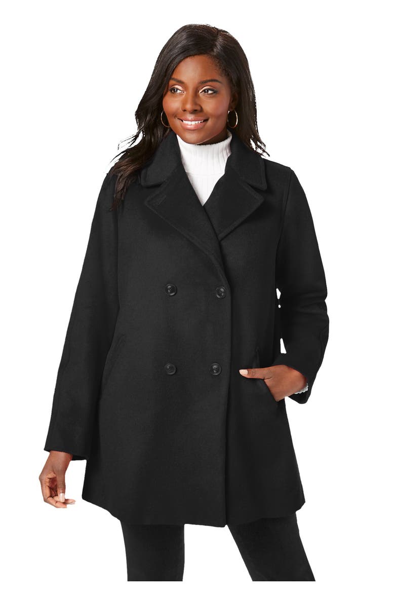 A-Line Wool Peacoat, Main, color, BLACK