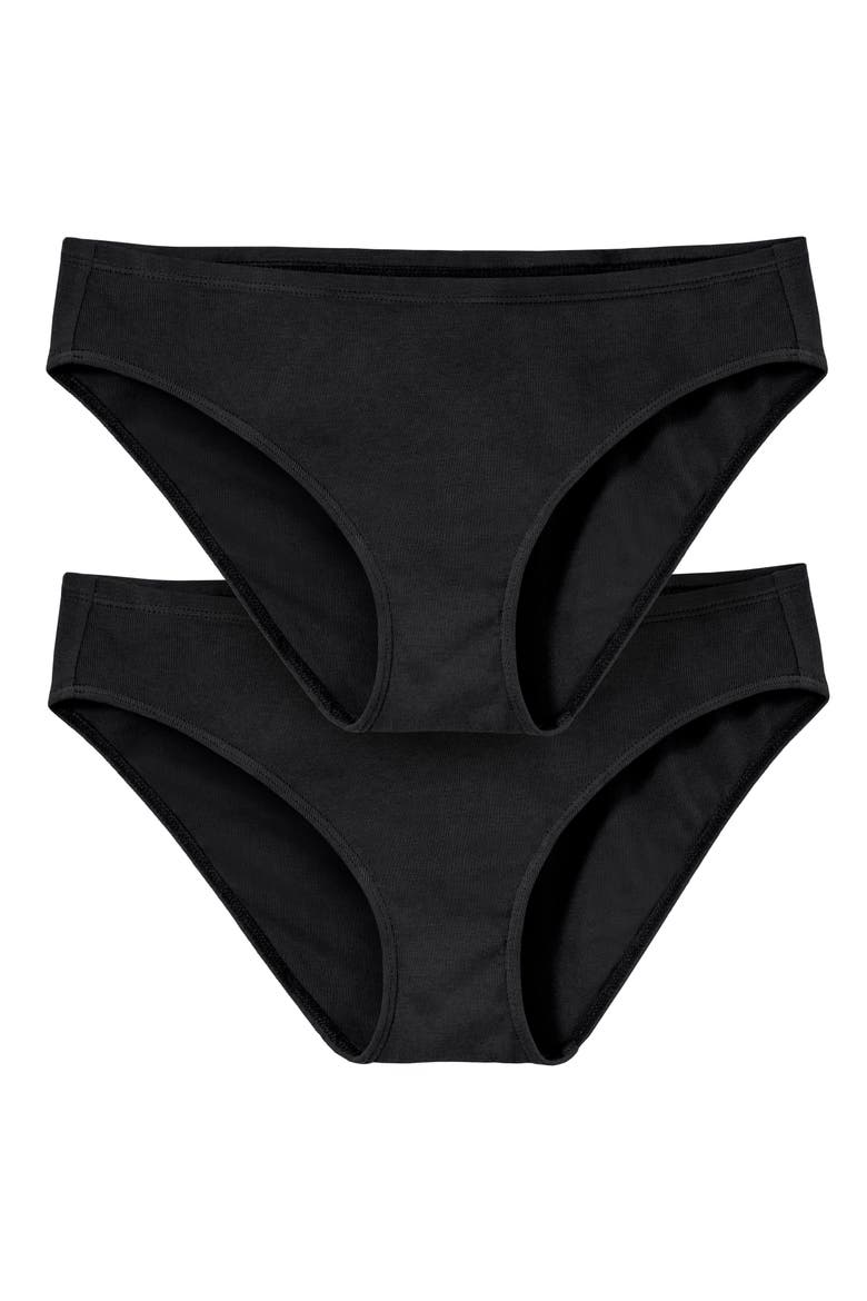 Women's 100% Organic Soft Cotton Bikini Underwear 2-Pack, Main, color, Black