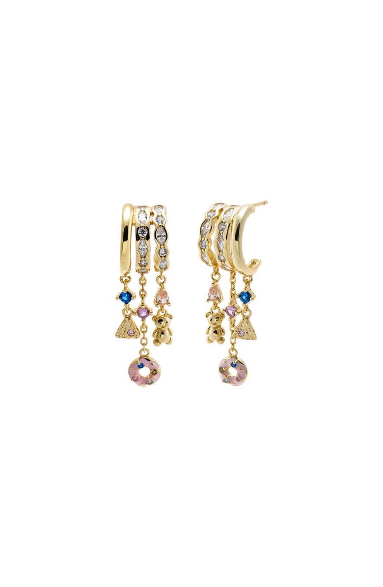BY ADINA EDEN Multi Charm Crystal Chain Drop Earring, Main, color, Multi-Color