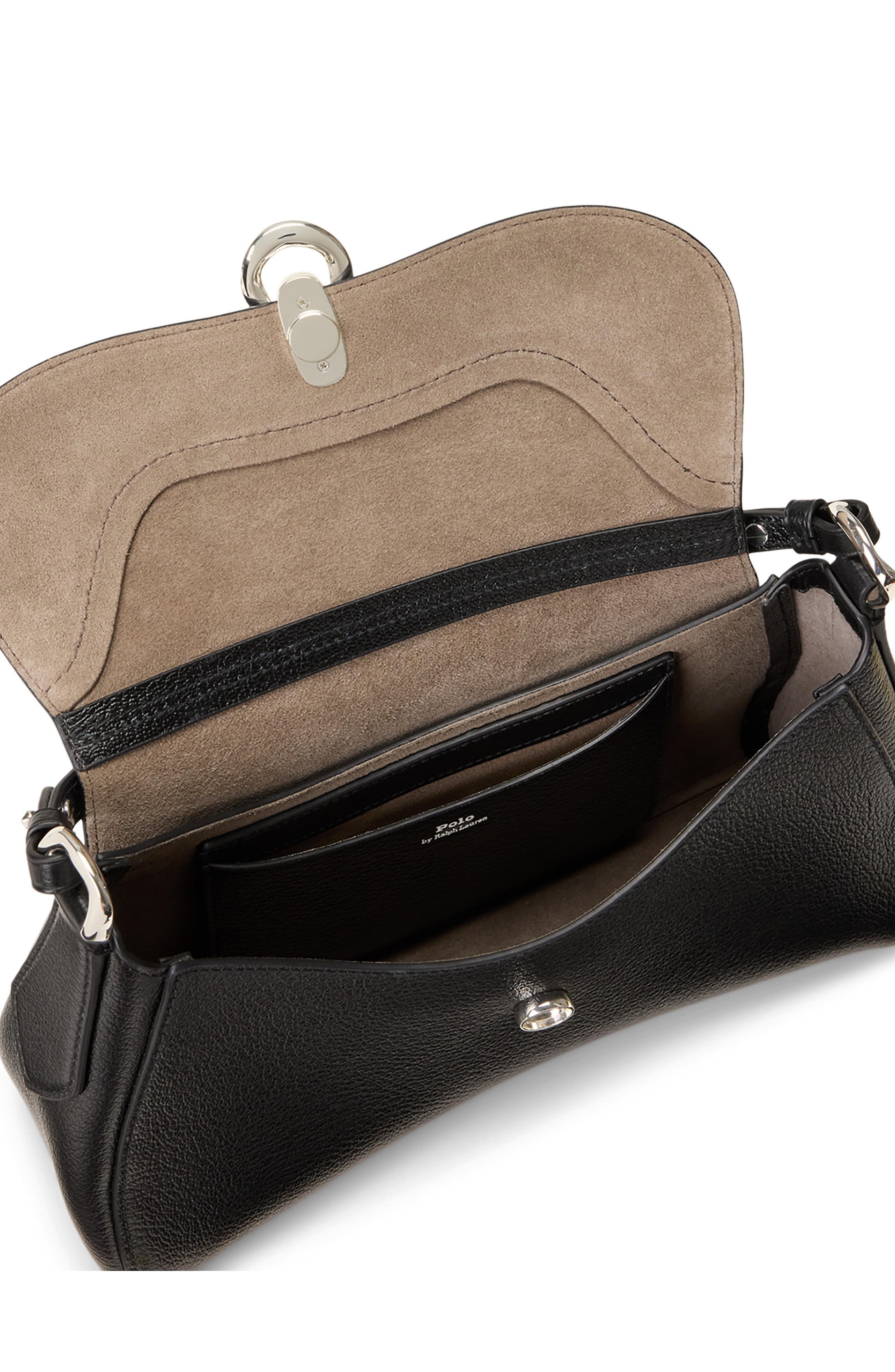 Leather Crossbody Bag, Alternate, color, BLACK