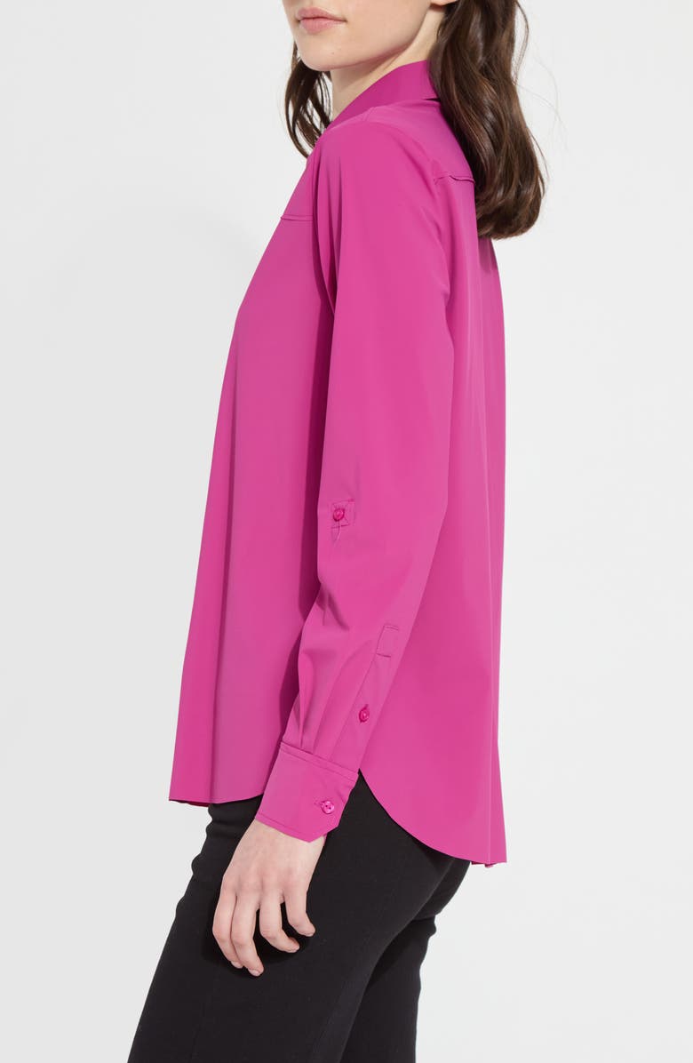 Lysse Roll Tab Button Down Shirt, Alternate, color, Fuchsia