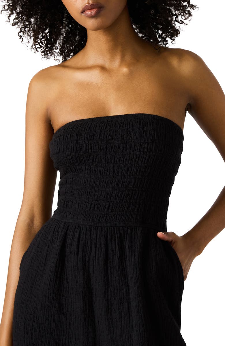 Steve Madden Echo Strapless Toggle Hem Cotton Blend Jumpsuit, Alternate, color,